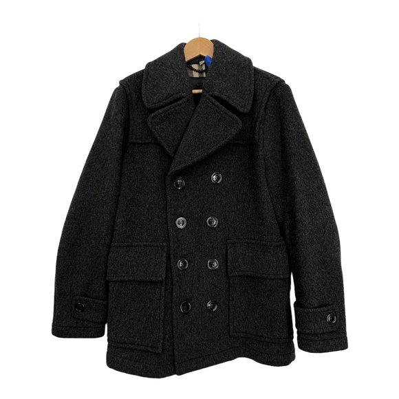 Burberry Charcoal Gray Double-Breasted Wool Coat Jacket Men's Large